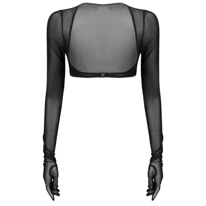 New Women Summer See-through Mesh Gloves Top