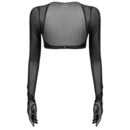 New Women Summer See-through Mesh Gloves Top