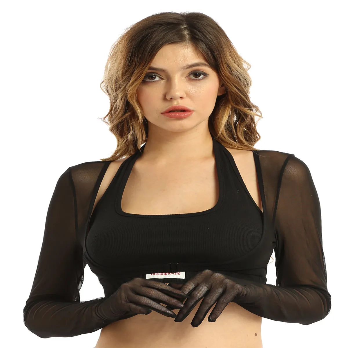 New Women Summer See-through Mesh Gloves Top