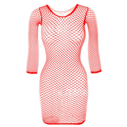 Short Sleeve Fishnet Dress