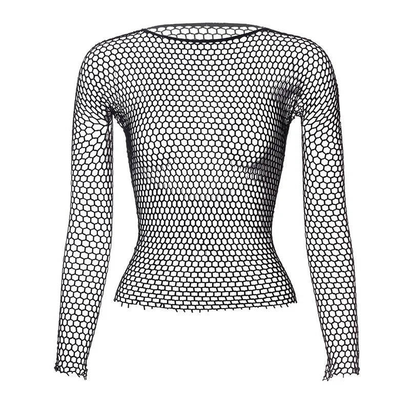 Fishnet Mesh See Through T-Shirt