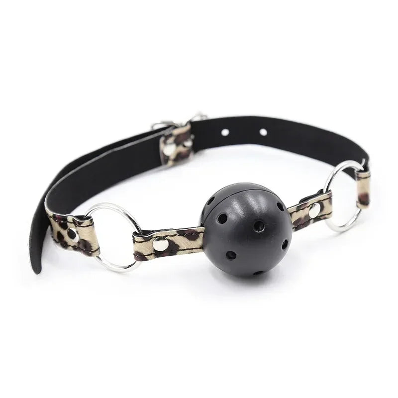 PU Leather Open Mouth Ball Gag Novelty Item