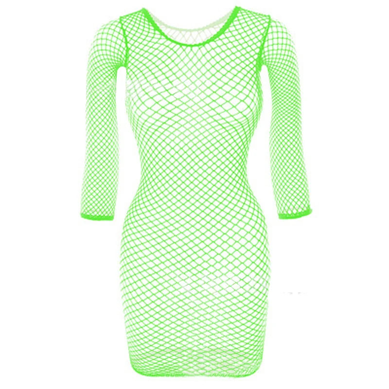 Short Sleeve Fishnet Dress