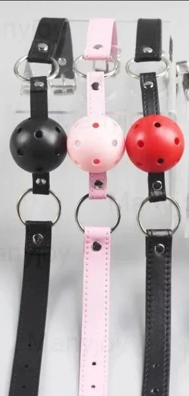 PU Leather Open Mouth Ball Gag Novelty Item