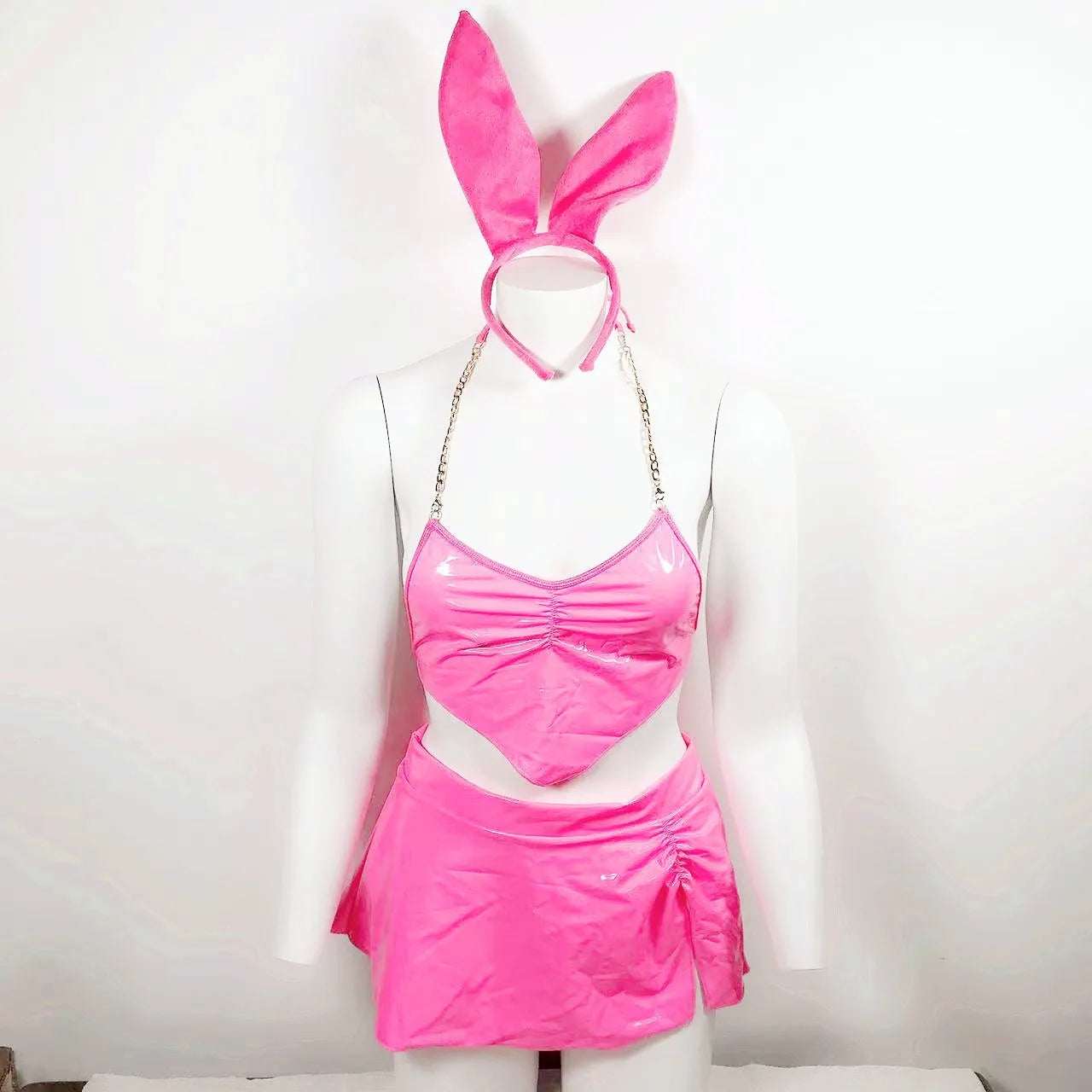 Latex Lingerie Underwear Women 3-Piece Bunny Costume