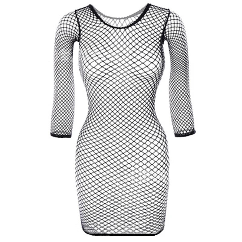 Short Sleeve Fishnet Dress