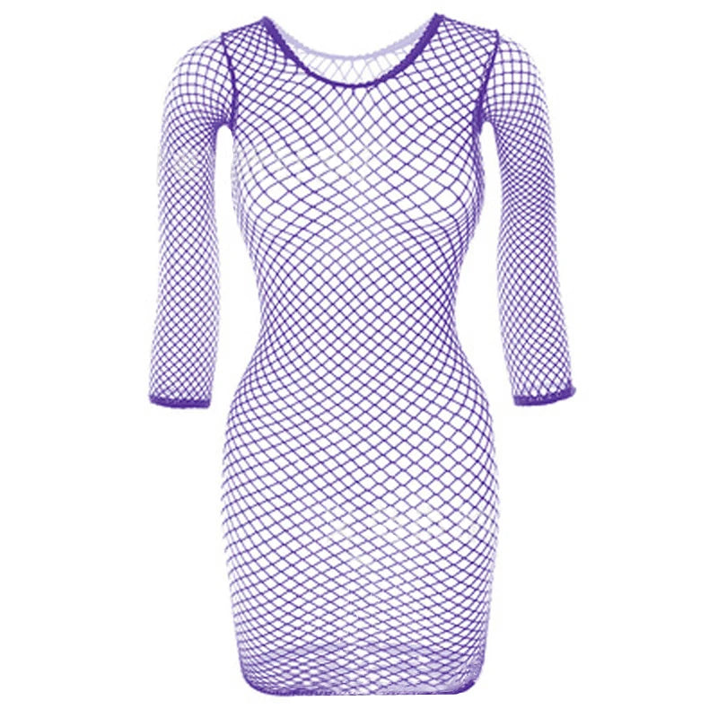 Short Sleeve Fishnet Dress